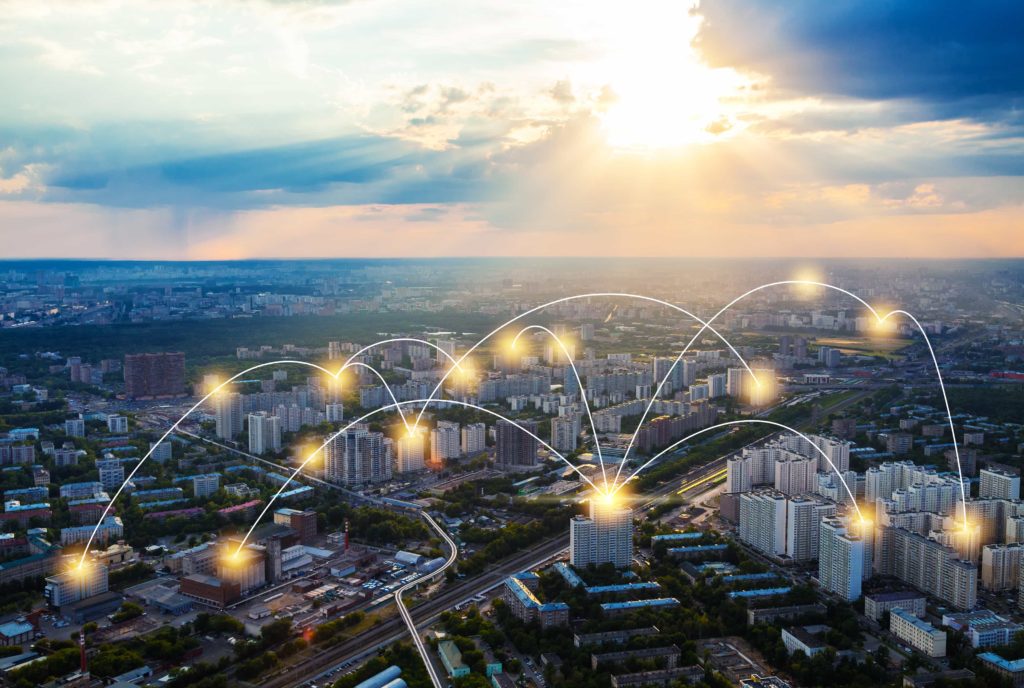 Moscow with network connection concept